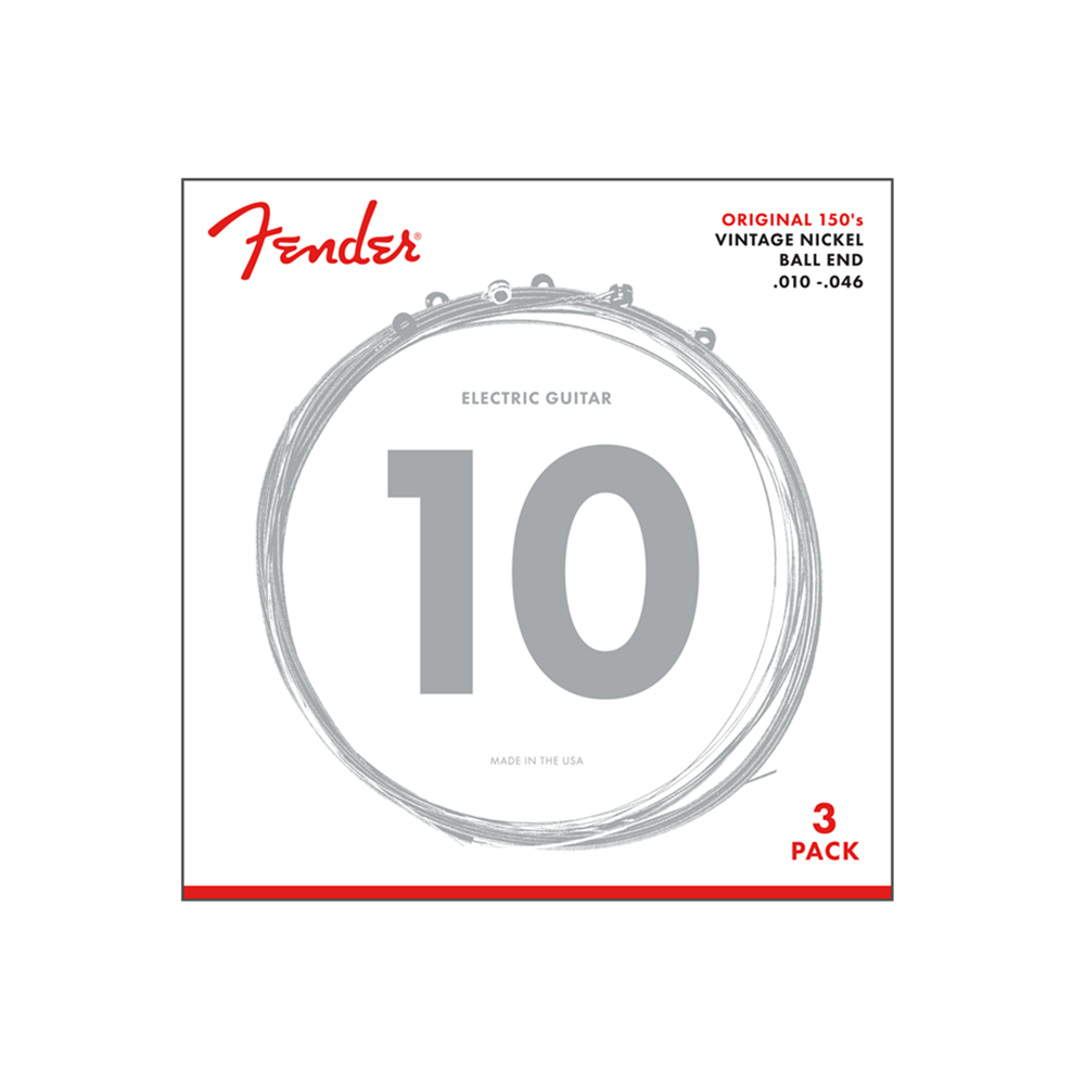 Fender Electric Guitar String Original Pure Nickel 150 .010-.046 150R -3 pack
