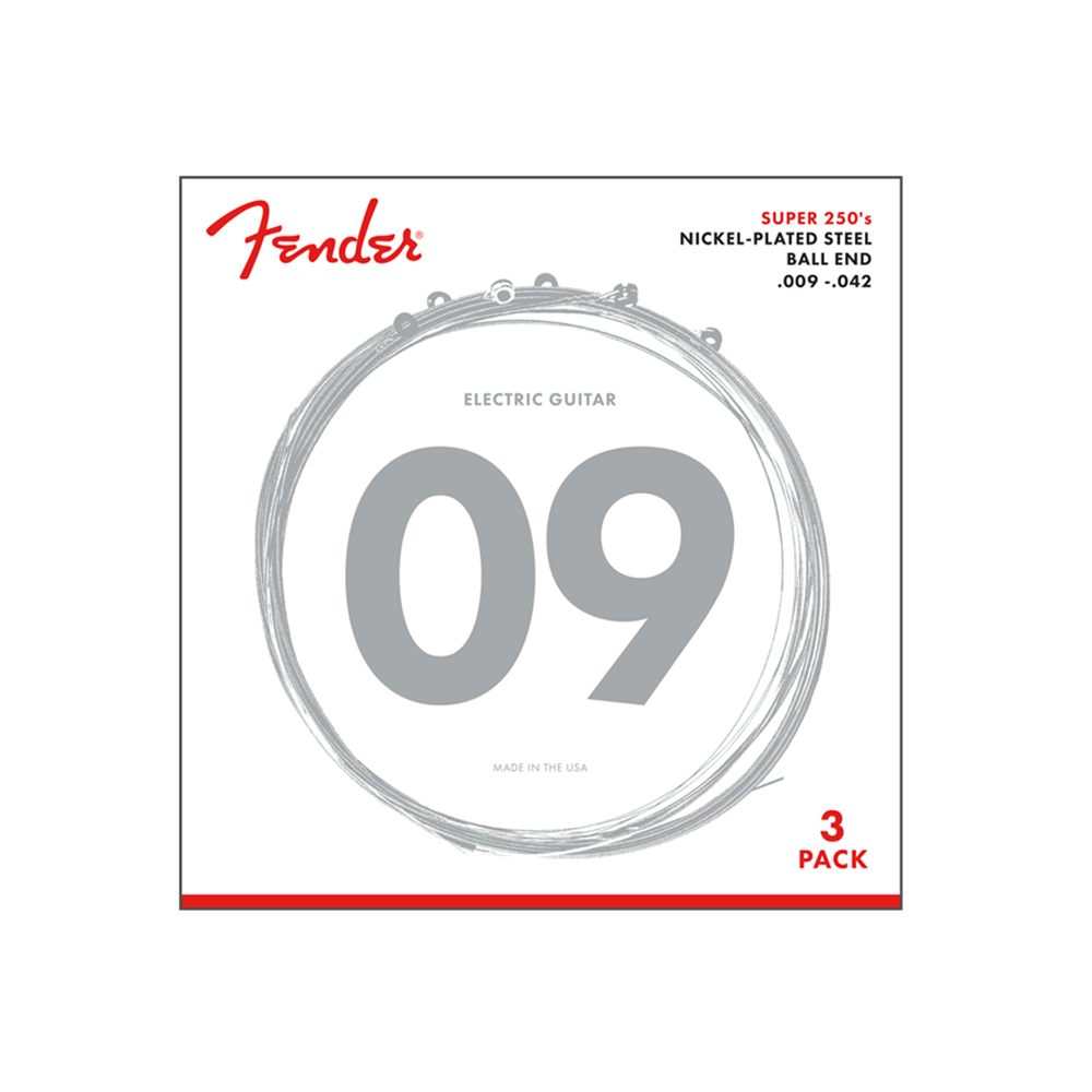 Fender Electric Guitar String Super 250 Nickel Plated .009-.042 250L -3 pack