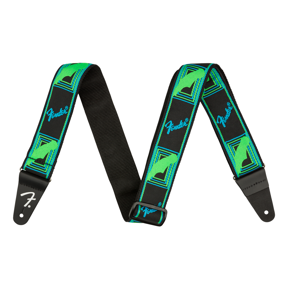 Fender Neon Monogrammed Strap Blue and Green