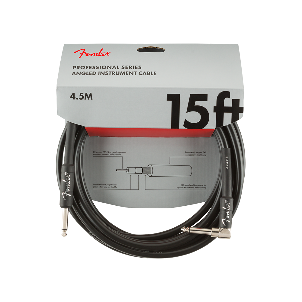 Fender Professional Series Instrument Cables Straight/Angle 15 Black