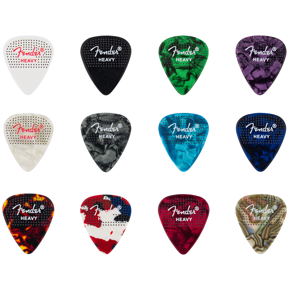 Fender Dotted Celluloid Picks 351 Shape Heavy - 12 Pack