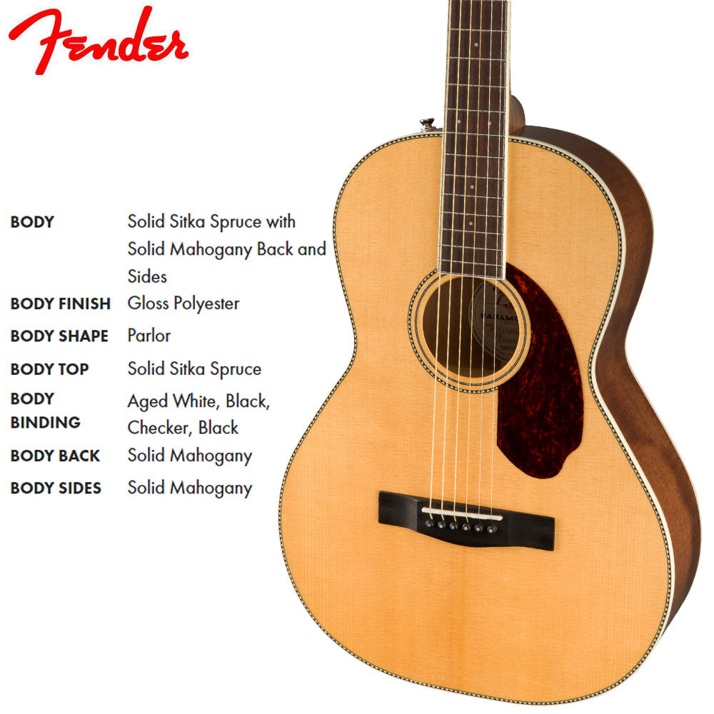 Fender PM 2E Natural Dreadnought Semi Acoustic Guitar W/Case