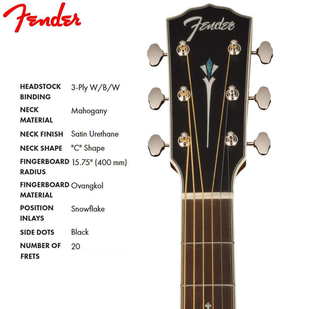 Fender PO 220E Orchestra Semi Acoustic Guitar W/Case