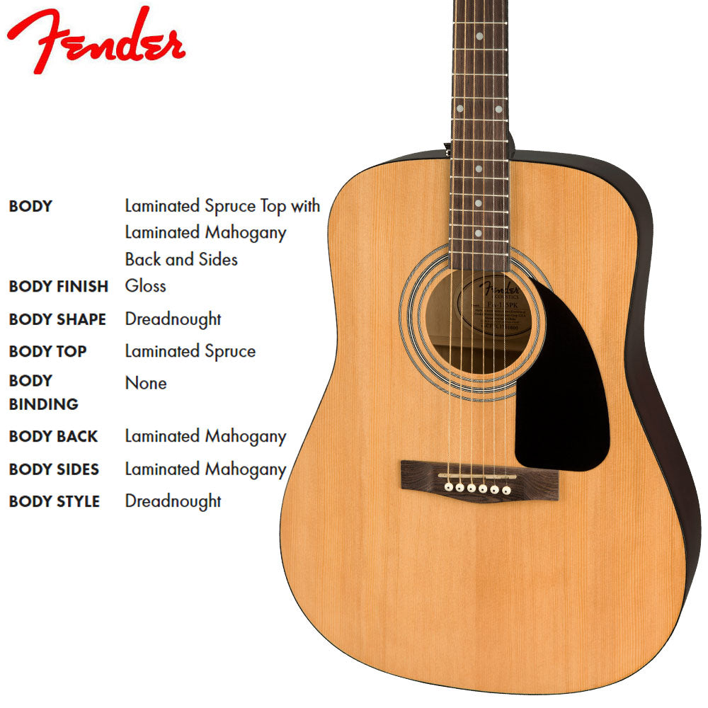 Fender FA115 Natural Dreadnought Pack Acoustic Guitar