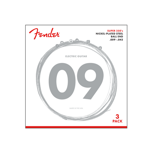 Fender Electric Guitar String Super 250 Nickel Plated .009-.042 250L -3 pack