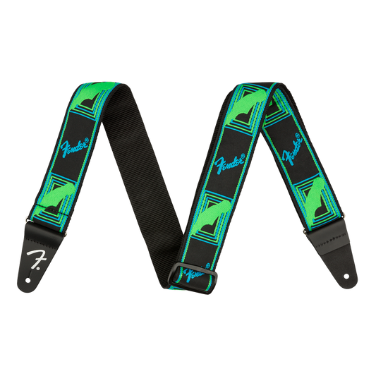 Fender Neon Monogrammed Strap Blue and Green