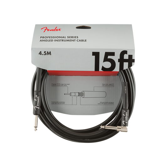Fender Professional Series Instrument Cables Straight/Angle 15 Black