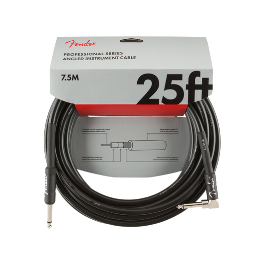 Fender Professional Series Instrument Cables Straight/Angle 25 Black