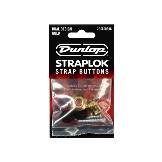 Dunlop Straplok Dual Design Strap Button Set-Gold-2/Set 2PSLS034G
