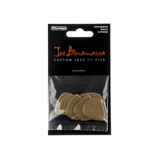 Dunlop Guitar Pick BONAMASSA Jazz III GOLD (6 PK) 47PJB3NG