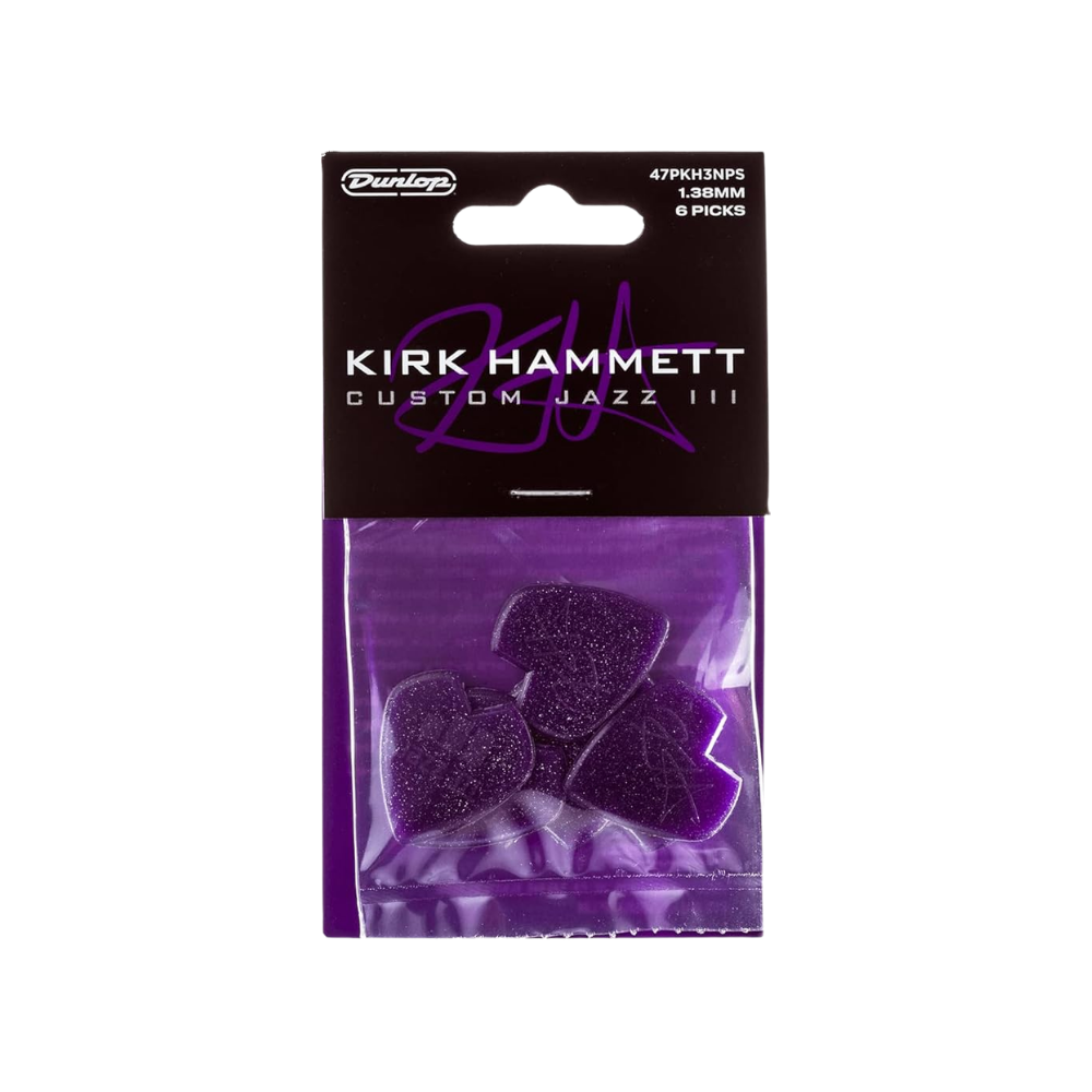 Dunlop Guitar Pick K.HAMMETT Jazz III PURPLE SPARKLE (6 PK) 47PKH3NPS