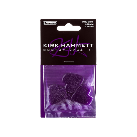 Dunlop Guitar Pick K.HAMMETT Jazz III PURPLE SPARKLE (6 PK) 47PKH3NPS