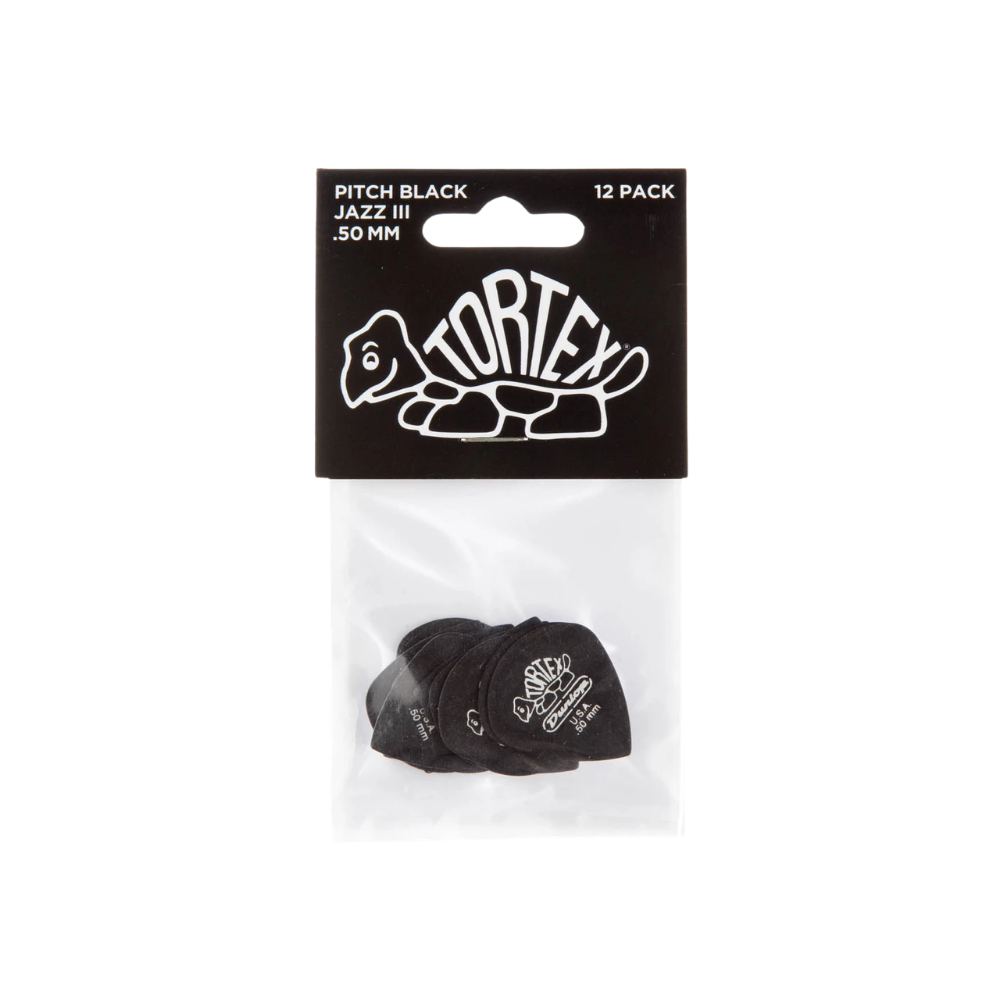 Dunlop Guitar Pick Tortex Pitch Black Jazz III - 72 Pack 482R