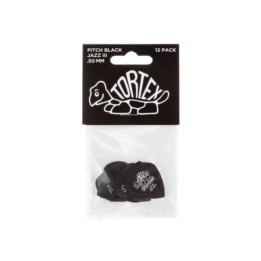Dunlop Guitar Pick Tortex Pitch Black Jazz III - 72 Pack 482R