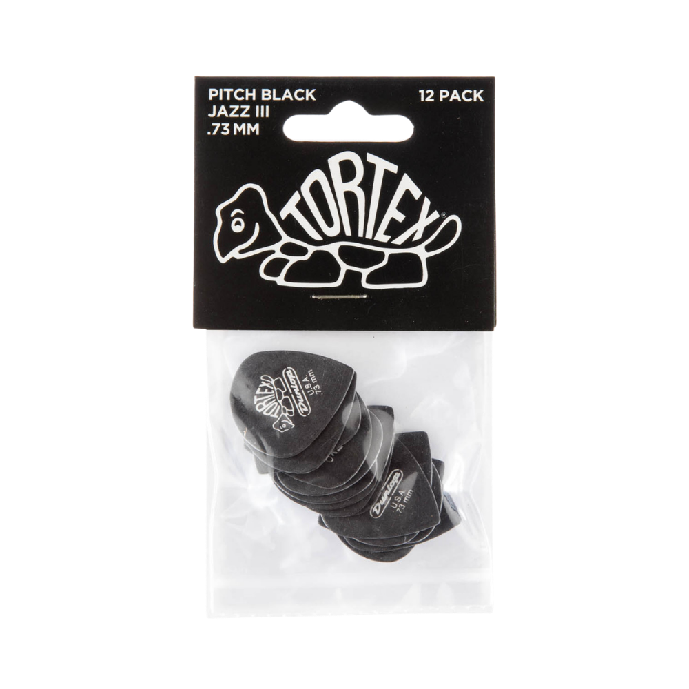 Dunlop Guitar Pick Tortex Pitch Black Jazz III - 72 Pack 482R