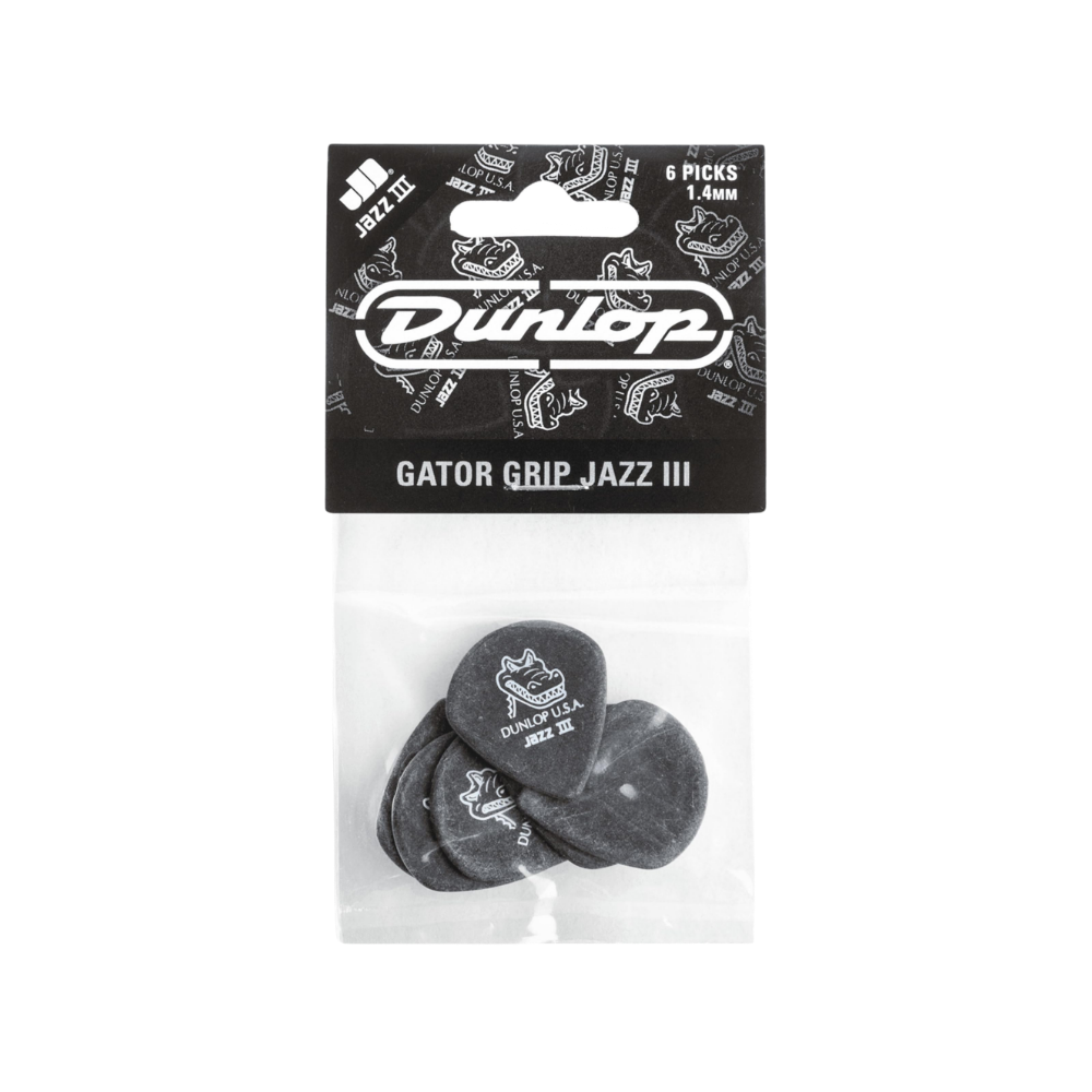 Dunlop Guitar Pick Gator Grip Jazz III (6PK) 571P140