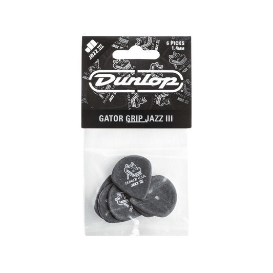 Dunlop Guitar Pick Gator Grip Jazz III (6PK) 571P140