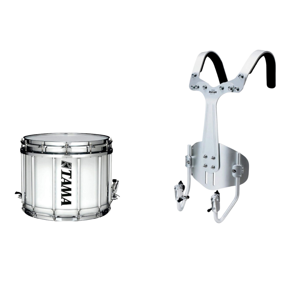 Tama Marching Snare Drum White W/Carrier CRSDT R1412SK-SGW