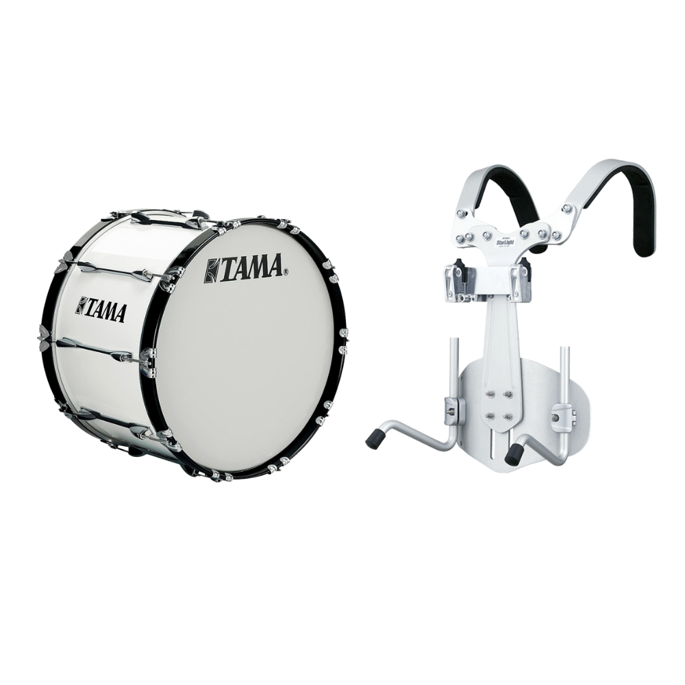 Tama Marching Bass Drum White W/Carrier CRBDT R2814BK-SGW