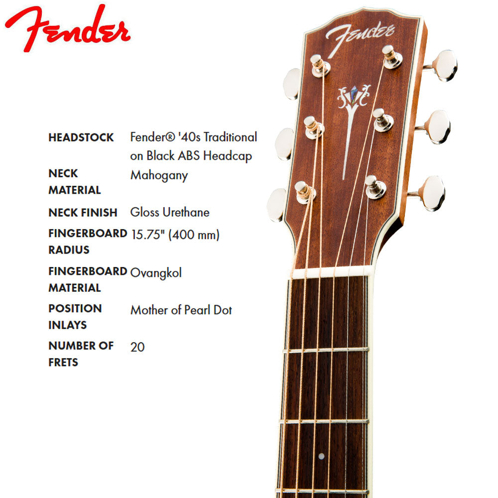 Fender PM 3C Mahogany Triple Acoustic Guitar W/Case